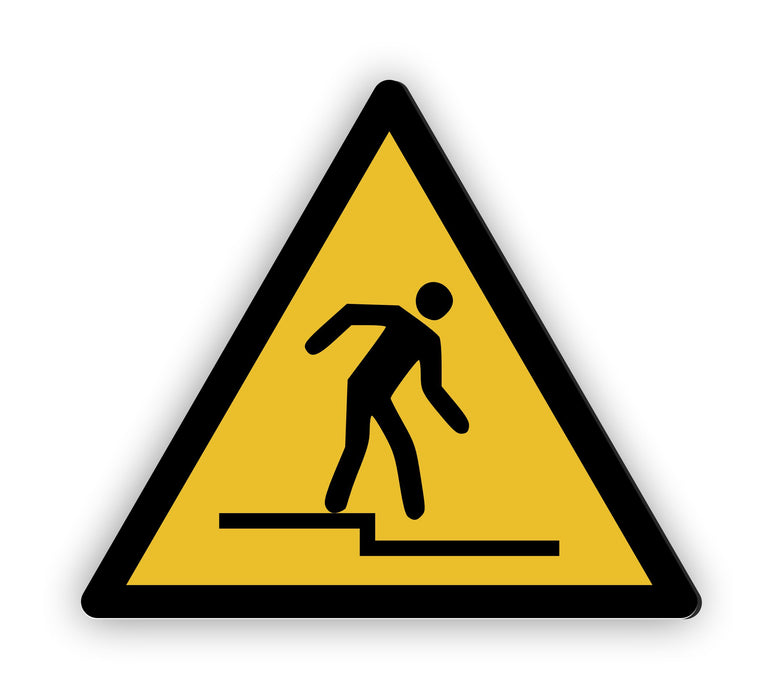 Warnzeichen (W070) Warnung vor Abwärtsstufe - nach DIN EN ISO 7010