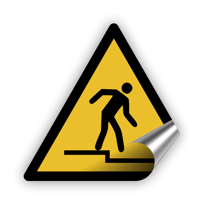 Warnzeichen (W070) Warnung vor Abwärtsstufe - nach DIN EN ISO 7010