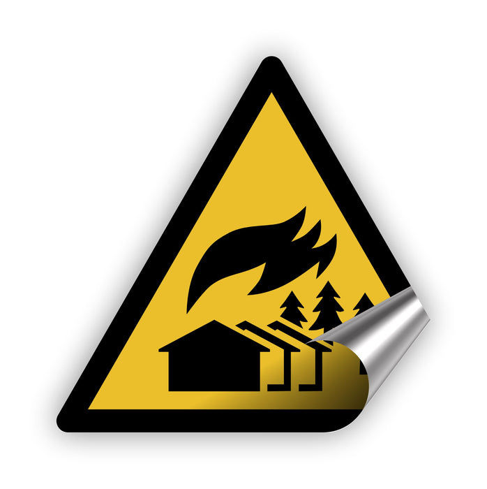 Warnzeichen (W073) Warnung vor großflächigem Brandgebiet - nach DIN EN ISO 7010