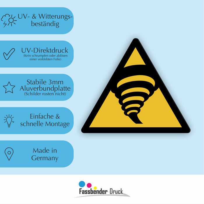 Warnzeichen (W074) Warnung vor Tornadogebiet - nach DIN EN ISO 7010