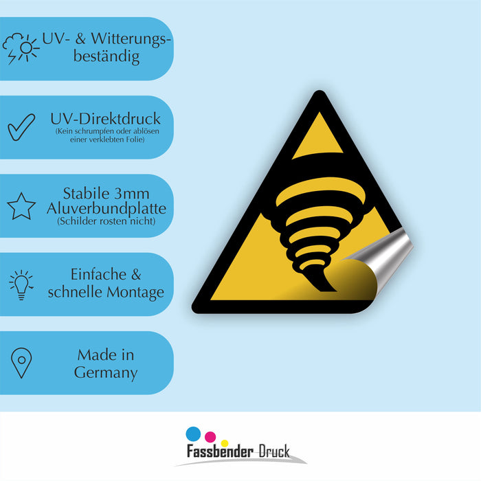 Warnzeichen (W074) Warnung vor Tornadogebiet - nach DIN EN ISO 7010