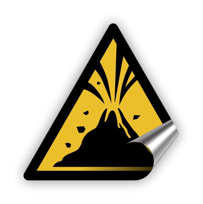Warnzeichen (W075) Warnung vor aktivem Vulkangebiet - nach DIN EN ISO 7010