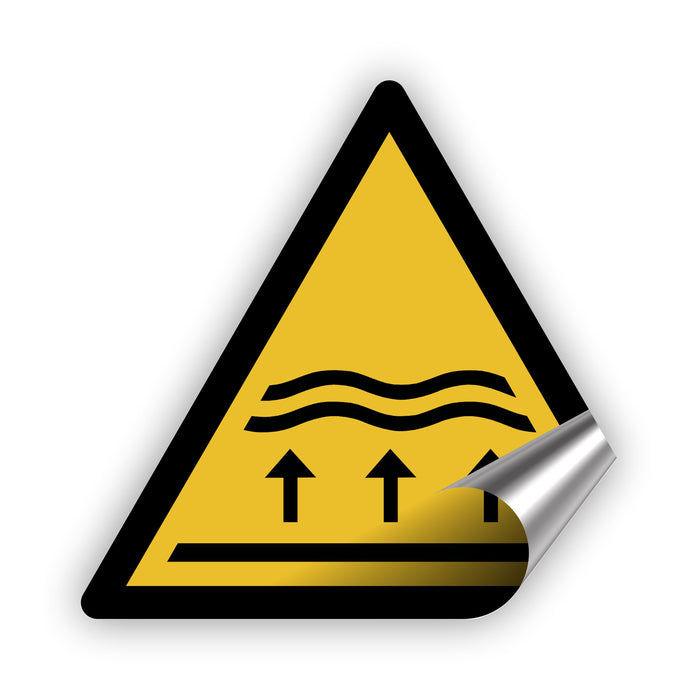 Warnzeichen (W077) Warnung vor Überschwemmungsgebiet - nach DIN EN ISO 7010
