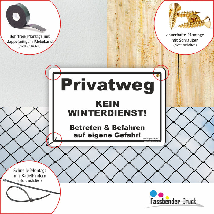 Privatweg - Kein Winterdienst - Begehen und Befahren auf eigene Gefahr