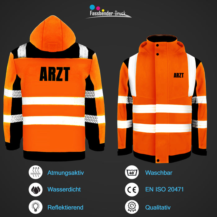 ARZT Softshell Winterjacke / Sicherheitsjacke mit Reißverschluss und Taschen