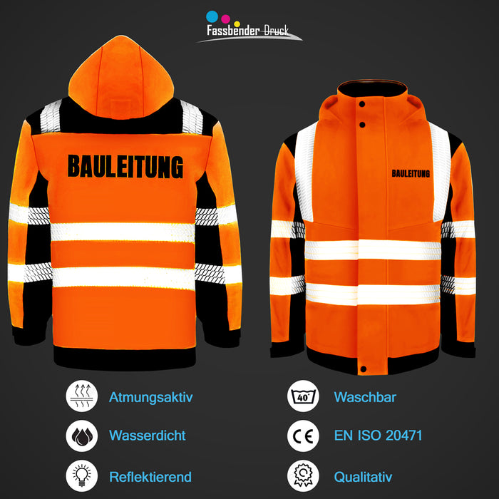 BAULEITUNG Softshell Winterjacke / Sicherheitsjacke mit Reißverschluss und Taschen