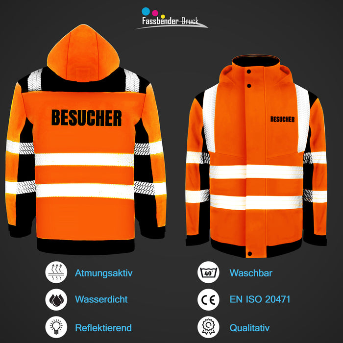 BESUCHER Softshell Winterjacke / Sicherheitsjacke mit Reißverschluss und Taschen