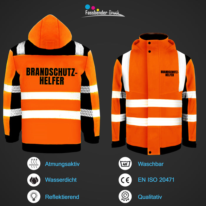 BRANDSCHUTZHELFER Softshell Winterjacke / Sicherheitsjacke mit Reißverschluss und Taschen