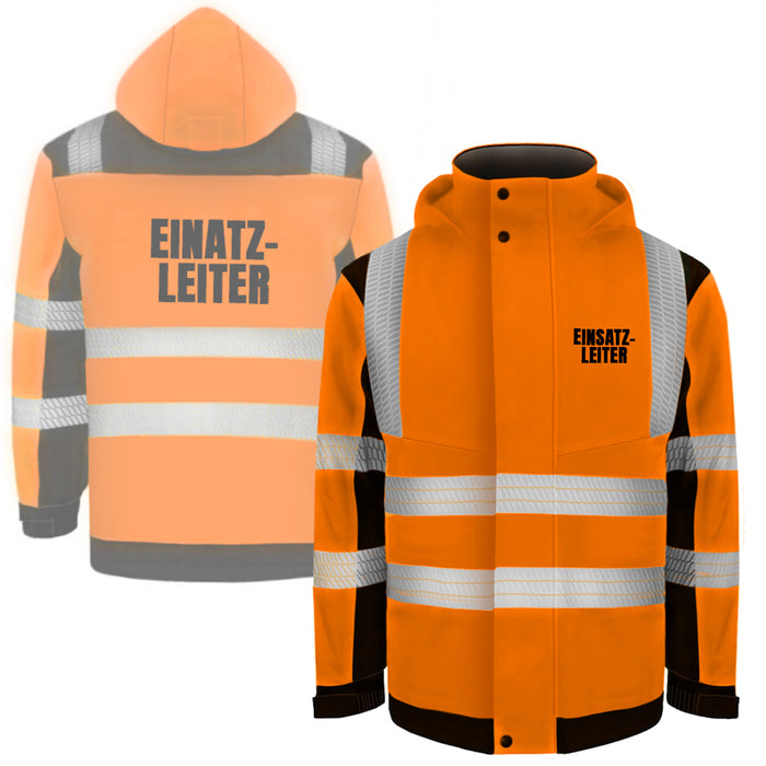 EINSATZLEITER Softshell Winterjacke / Sicherheitsjacke mit Reißverschluss und Taschen