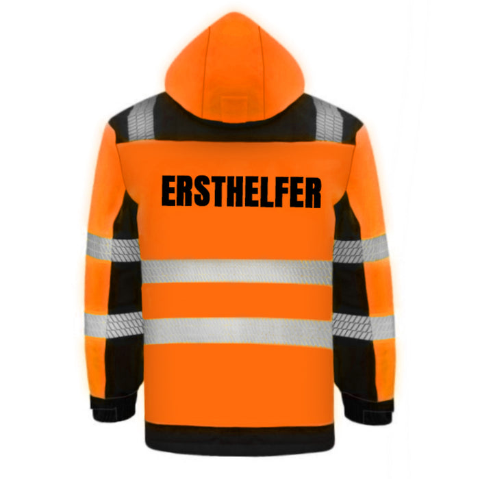 ERSTHELFER Softshell Winterjacke / Sicherheitsjacke mit Reißverschluss und Taschen