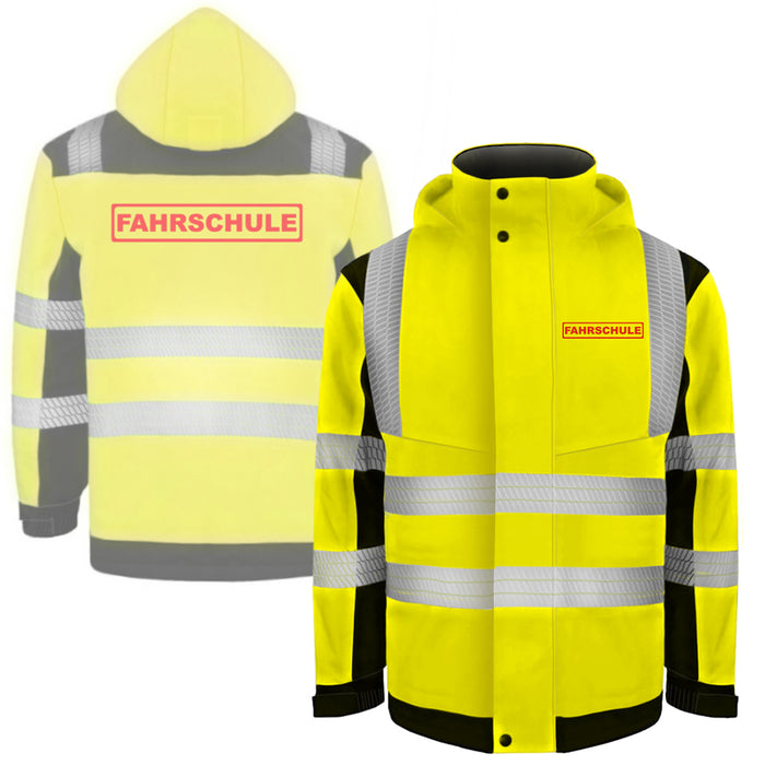FAHRSCHULE Softshell Winterjacke / Sicherheitsjacke mit Reißverschluss und Taschen