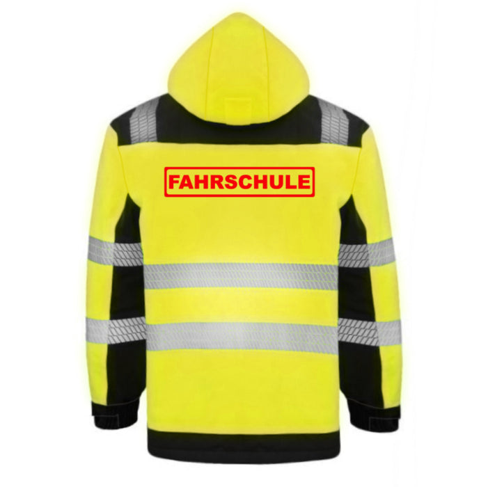 FAHRSCHULE Softshell Winterjacke / Sicherheitsjacke mit Reißverschluss und Taschen