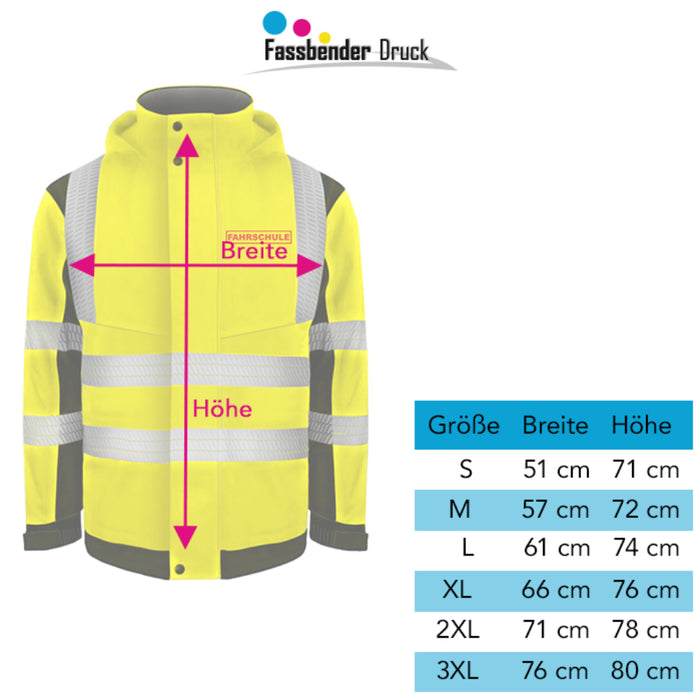 FAHRSCHULE Softshell Winterjacke / Sicherheitsjacke mit Reißverschluss und Taschen