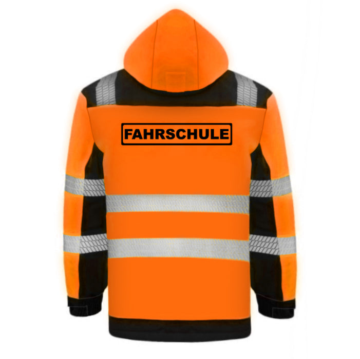 FAHRSCHULE Softshell Winterjacke / Sicherheitsjacke mit Reißverschluss und Taschen