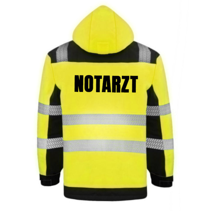 NOTARZT Softshell Winterjacke / Sicherheitsjacke mit Reißverschluss und Taschen