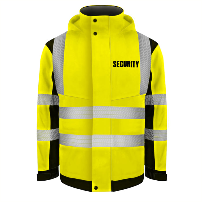 SECURITY Softshell Winterjacke / Sicherheitsjacke mit Reißverschluss und Taschen