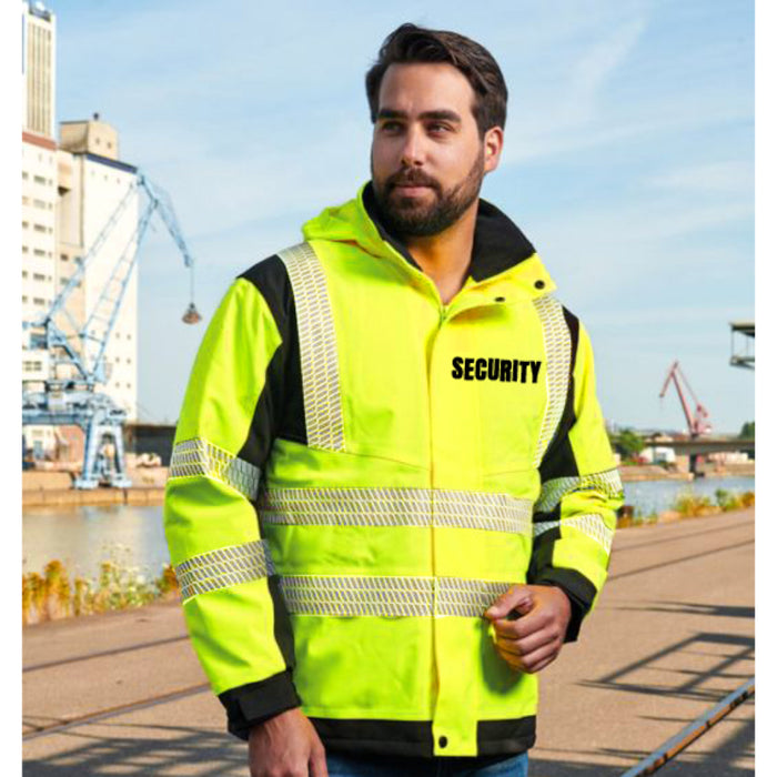 SECURITY Softshell Winterjacke / Sicherheitsjacke mit Reißverschluss und Taschen