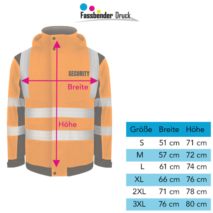 SECURITY Softshell Winterjacke / Sicherheitsjacke mit Reißverschluss und Taschen