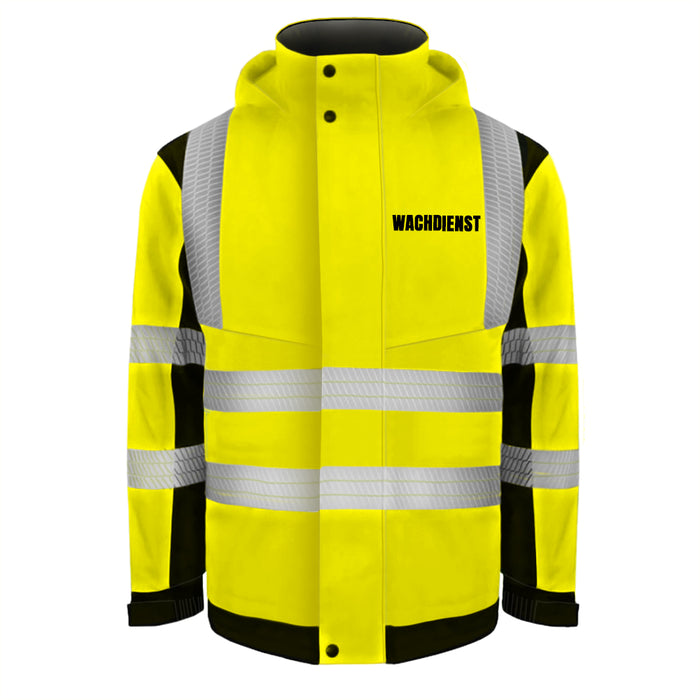 WACHDIENST Softshell Winterjacke / Sicherheitsjacke mit Reißverschluss und Taschen