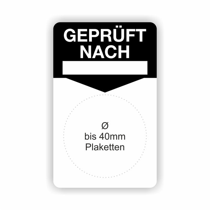 GEPRÜFT NACH .... 40x80mm Grundetiketten / Grundträger / Untergrund